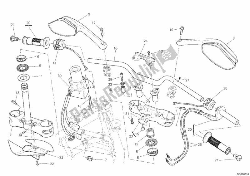 Tutte le parti per il Manubrio del Ducati Multistrada 1200 ABS 2011